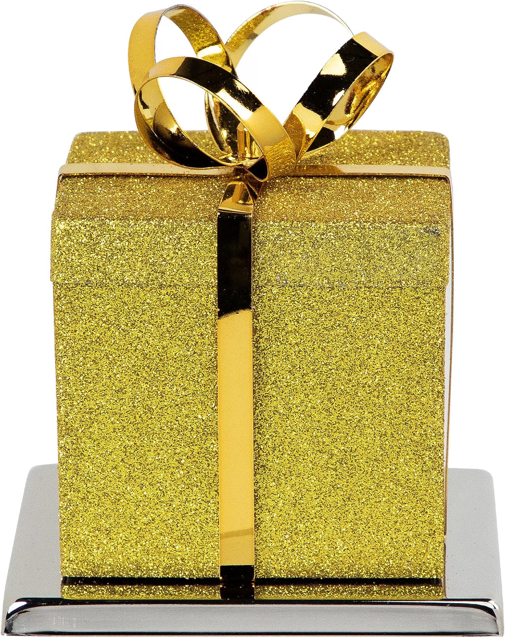 Glitter Gold Gift Box Christmas Stocking Holder, 5.5 Inch Metal