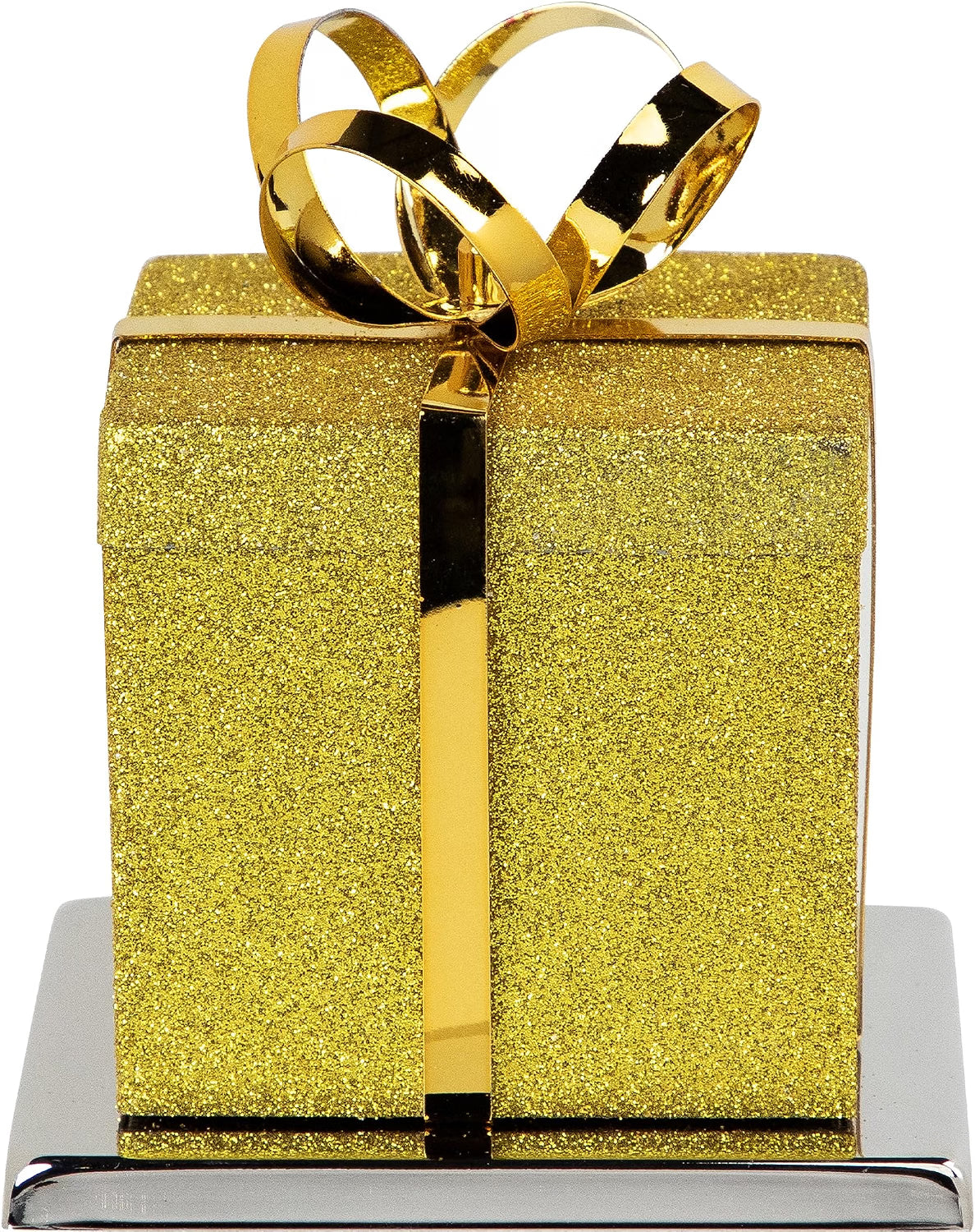 Glitter Gold Gift Box Christmas Stocking Holder, 5.5 Inch Metal