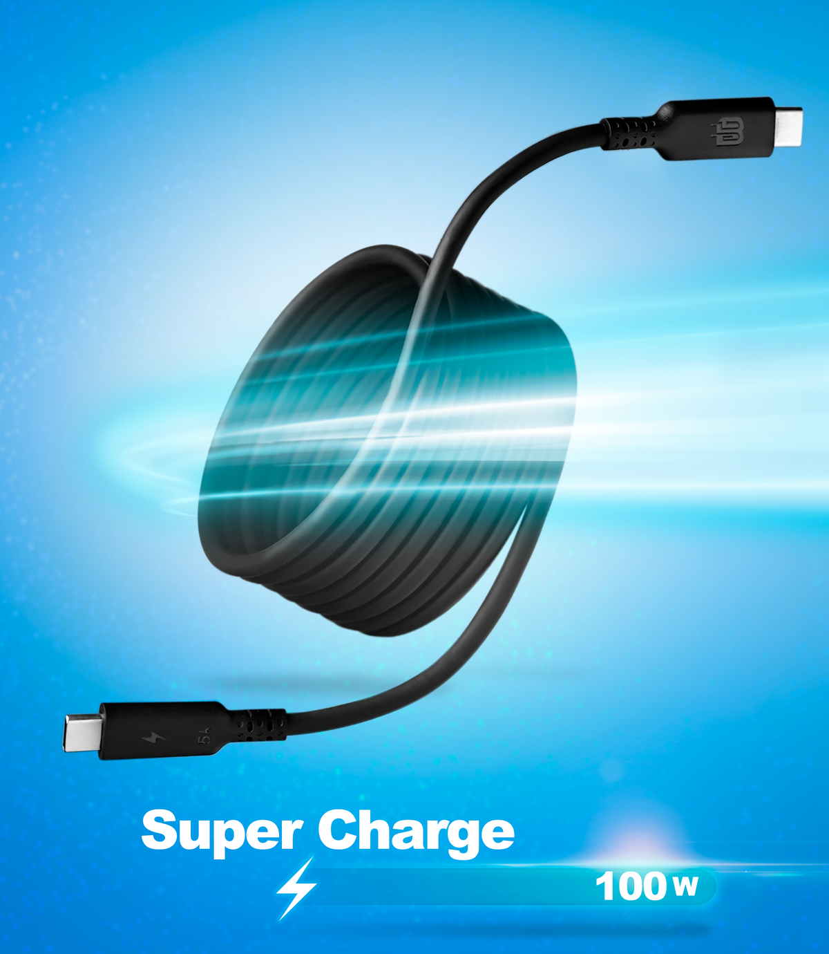 USB C Cable 100W 6.6ft TPE Cord USB C to USB C Fast Charge 5A 20V