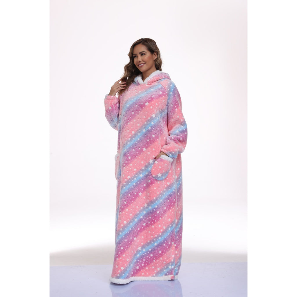 Oversized Sherpa Wearable Blanket Hoodie with Glow-in-the-Dark Print