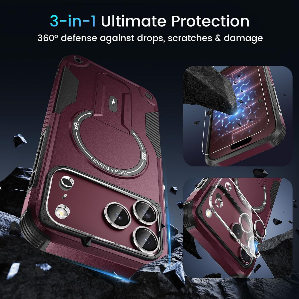 Magnetic Case with Stand Compatible with iPhone 18 Pro Max – Includes Screen & Camera Protector