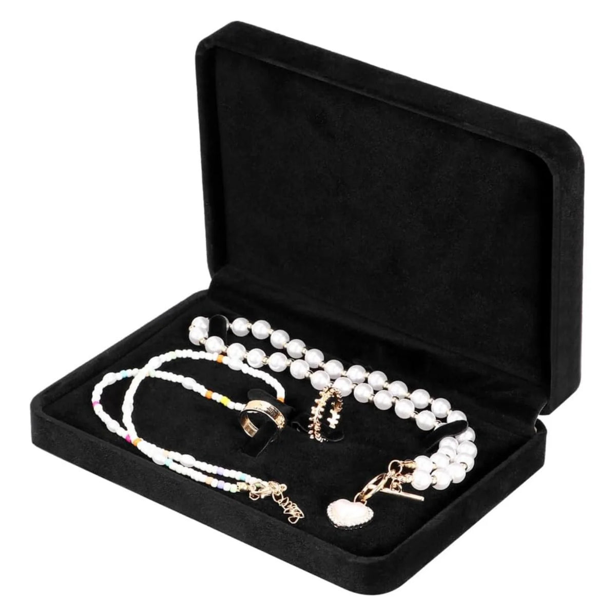 Black Velvet Jewelry Gift Box for Necklace, Ring and Earring Sets