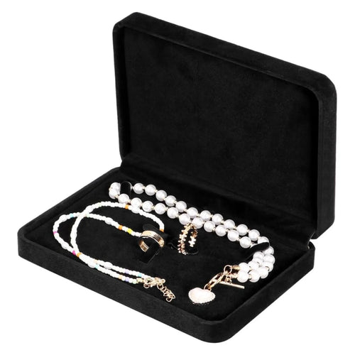 Black Velvet Jewelry Gift Box for Necklace, Ring and Earring Sets
