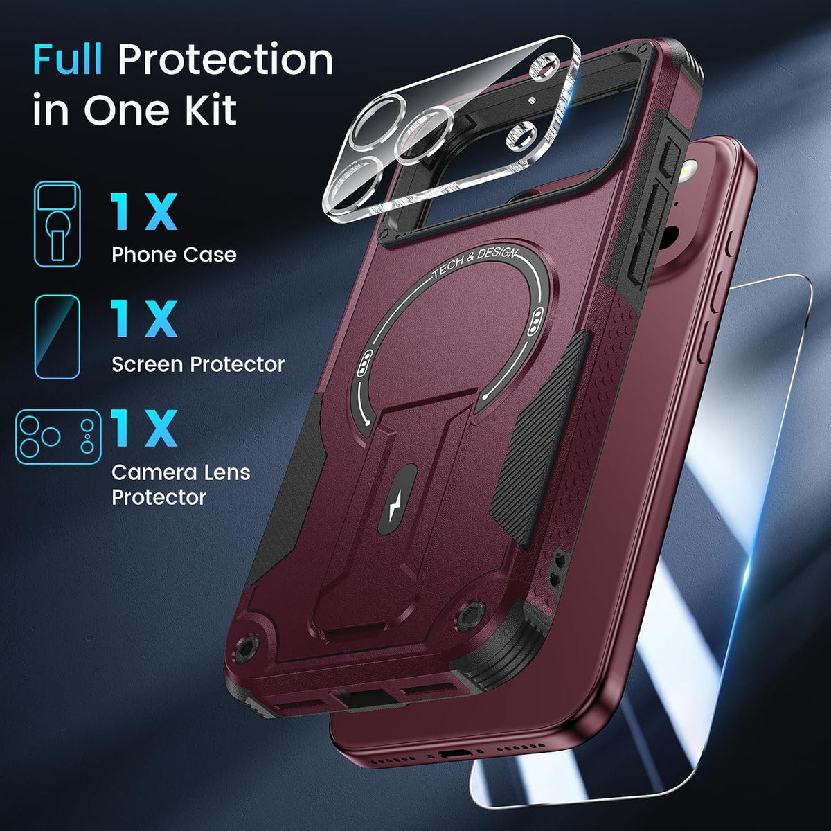 Magnetic Case with Stand Compatible with iPhone 18 Pro Max – Includes Screen & Camera Protector