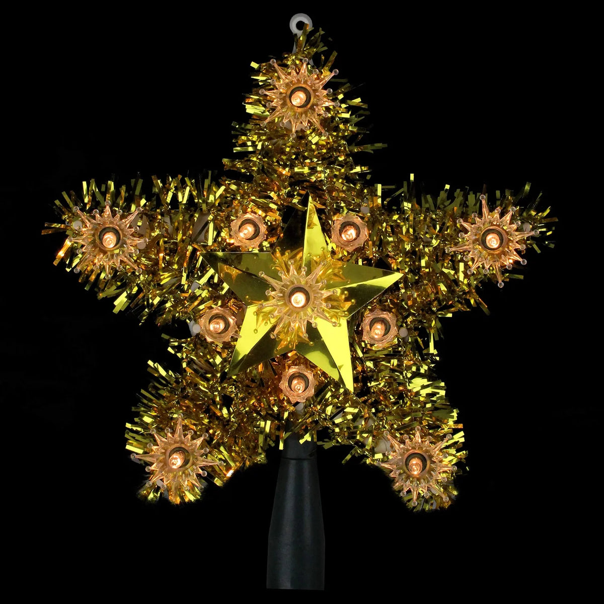 Lighted Gold Star Christmas Tree Topper, 7 Inch, Clear Lights
