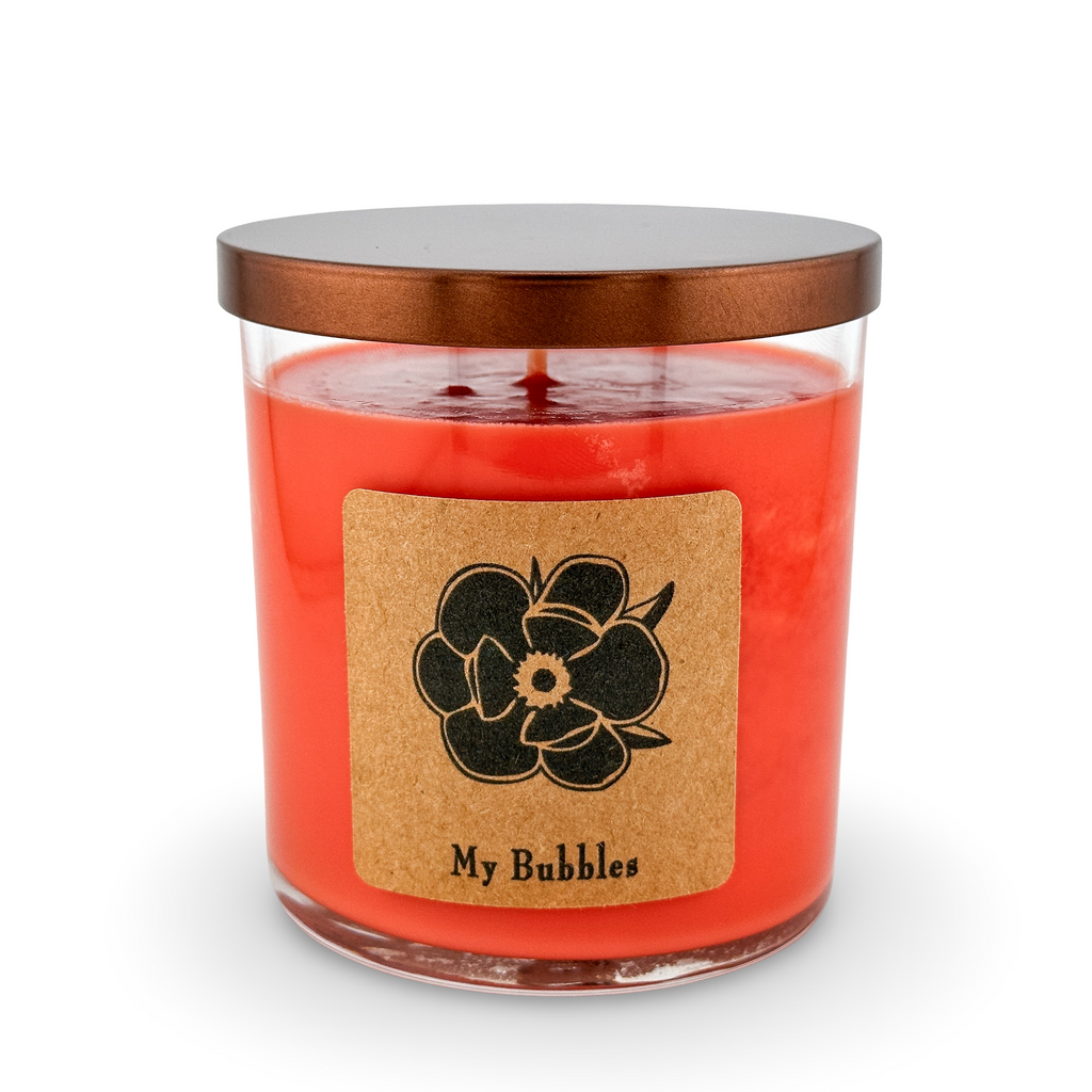 My Bubbles 10 oz soy candle in a glass jar