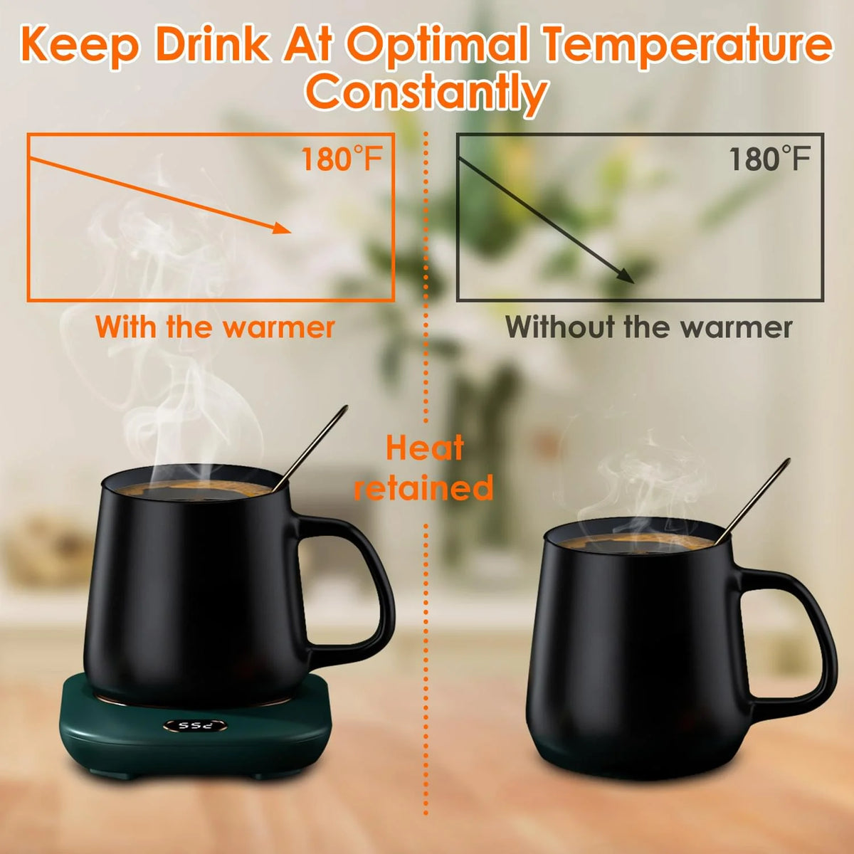 Electric Coffee Mug Warmer for Desk with 3 Temperature Settings and Auto Shut-Off