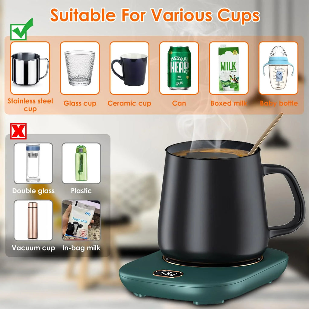 Electric Coffee Mug Warmer for Desk with 3 Temperature Settings and Auto Shut-Off