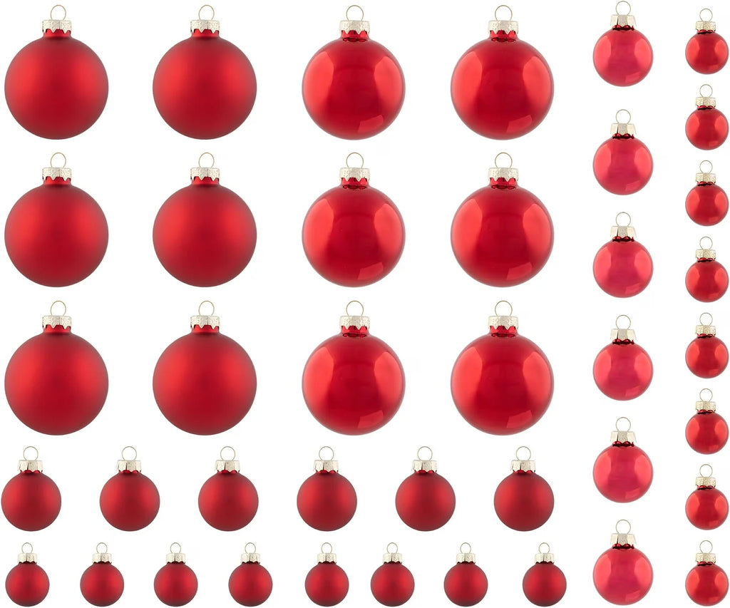 Red Glass Ball Christmas Ornament Set, 40 Pieces, Shiny and Matte