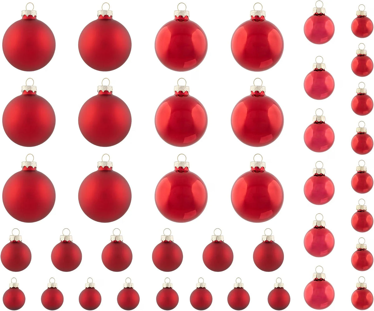 Red Glass Ball Christmas Ornament Set, 40 Pieces, Shiny and Matte