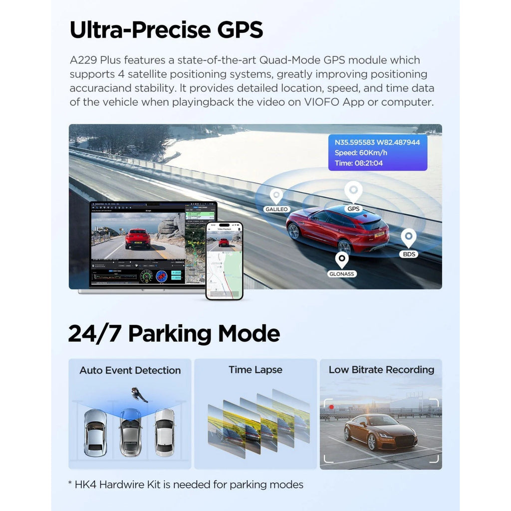 VIOFO A229 Plus 2-Channel 2K QHD Sony STARVIS 2 Dash Cam