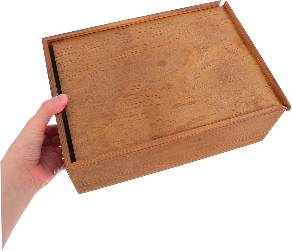 Vintage Wooden Jewelry Box with Pull-Out Drawer, Keepsake Storage Box