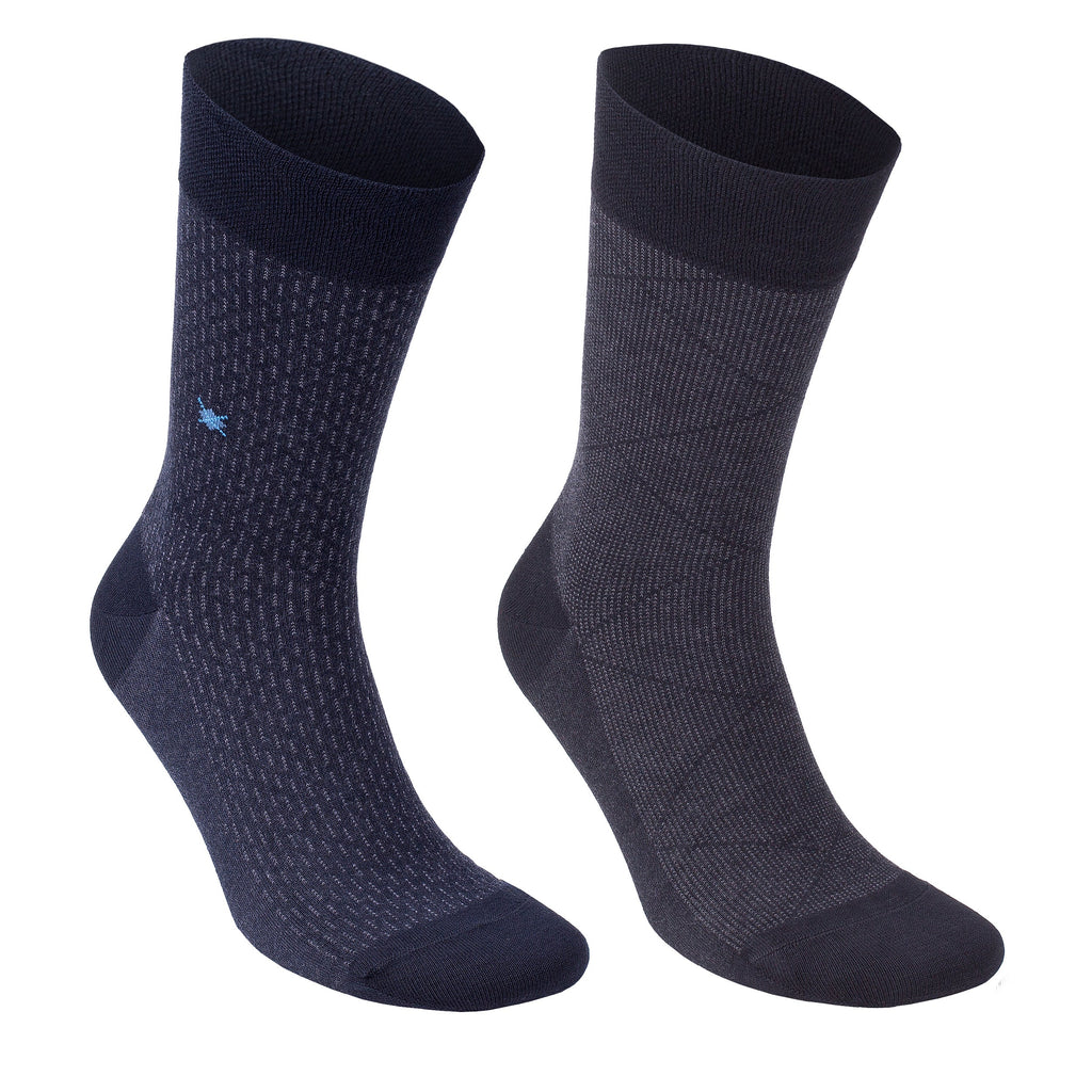 Men's bamboo dress socks 6-pack gift box in navy, slate, steel and brown