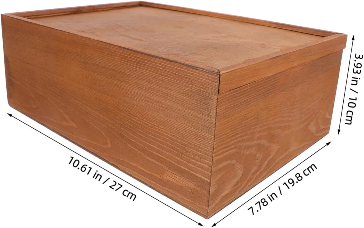 Vintage Wooden Jewelry Box with Pull-Out Drawer, Keepsake Storage Box