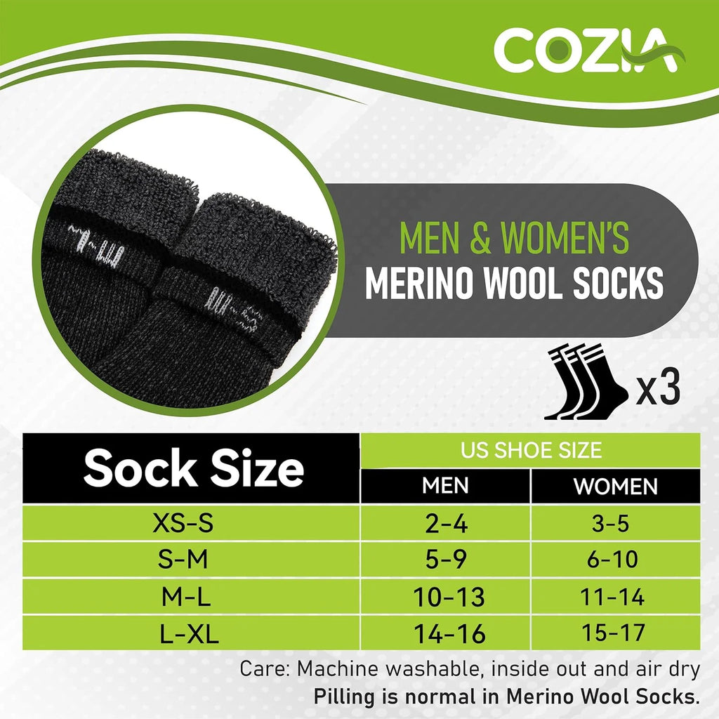 Merino Wool Winter Socks, Warm Cozy Boot Socks for Men and Women