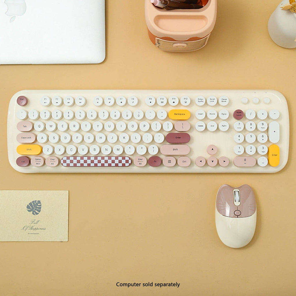 Wireless Keyboard & Mouse Combo - Silent Click, Colorful 104 Keys
