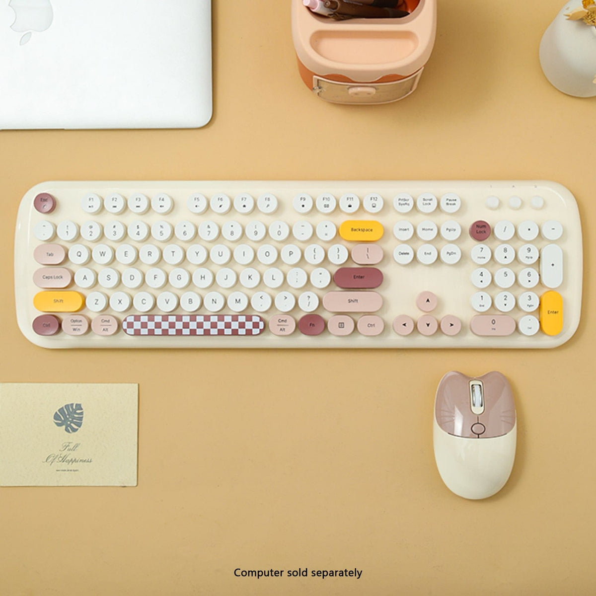 Wireless Keyboard & Mouse Combo - Silent Click, Colorful 104 Keys