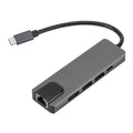 SaharaCase 5-in-1 USB-C Hub with Ethernet, 4K HDMI, 100W PD Pass-Through – Compatible with MacBook & PC
