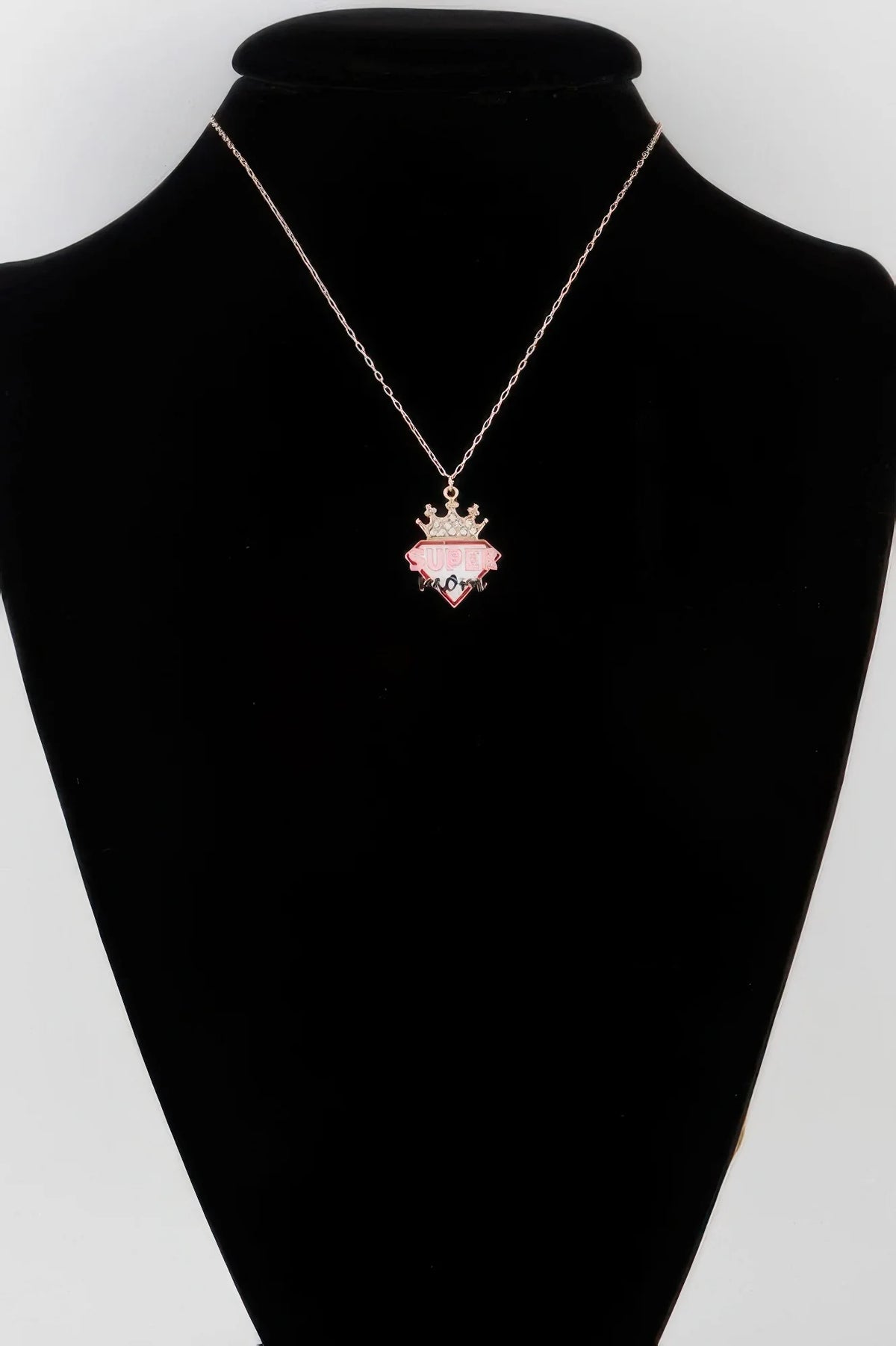Super Mom Crown Pendant Necklace with Sparkling Stones