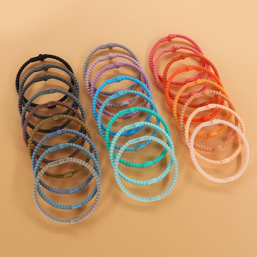 Silicone Cross Bracelet Set, 7 Pieces