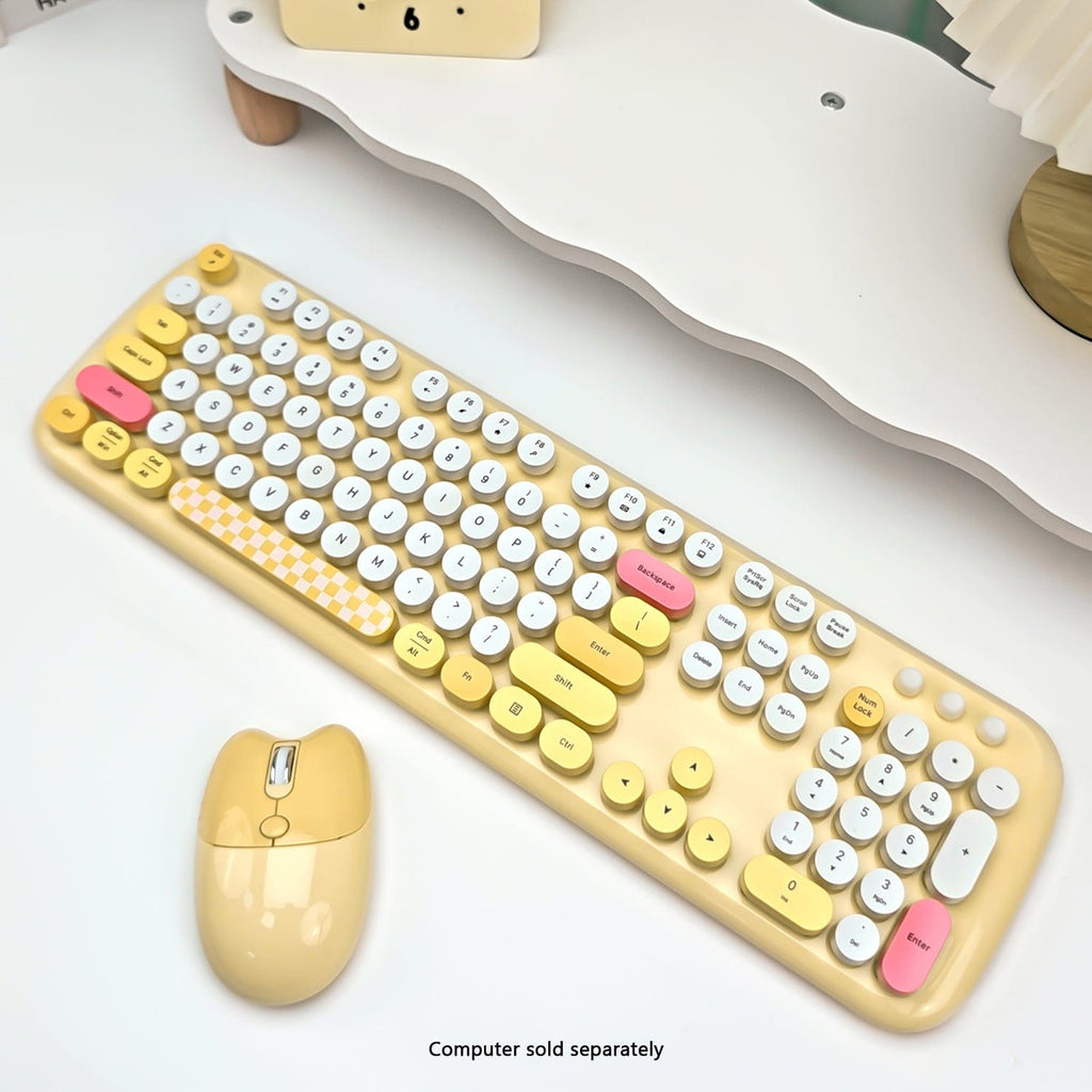 Wireless Keyboard & Mouse Combo - Silent Click, Colorful 104 Keys
