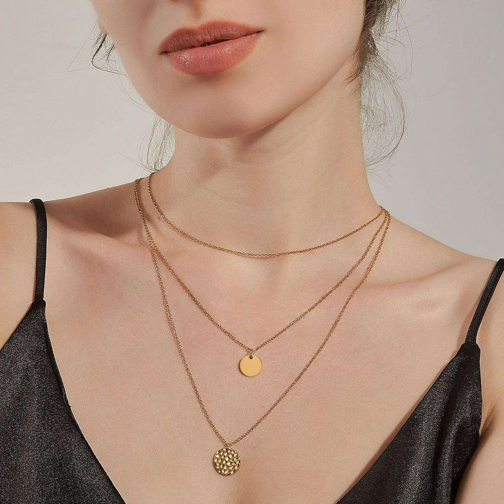 14K Gold Plated Layered Choker Necklace