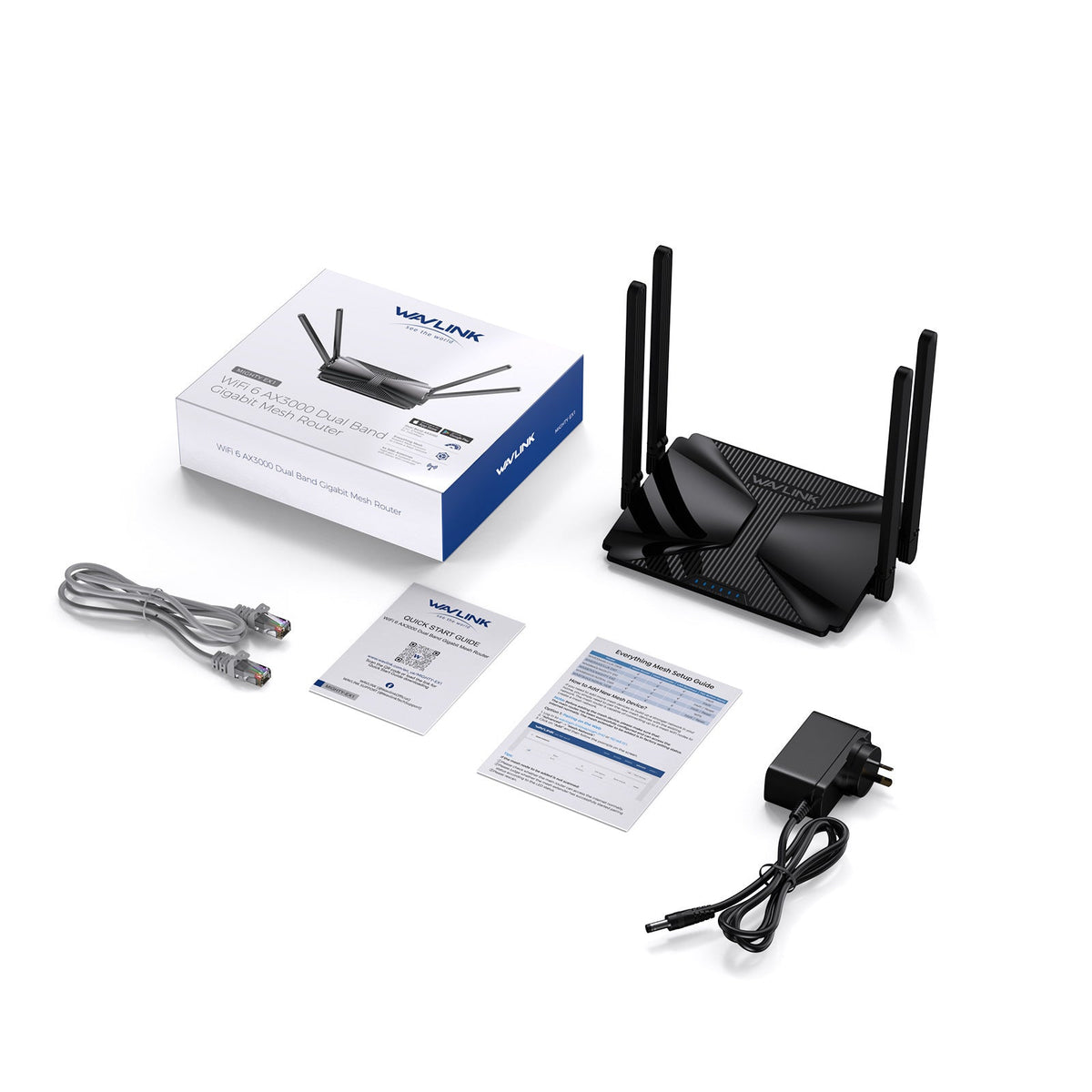 AX3000 Dual-Band Wi-Fi 6 Mesh Router with 4 High-Gain Antennas