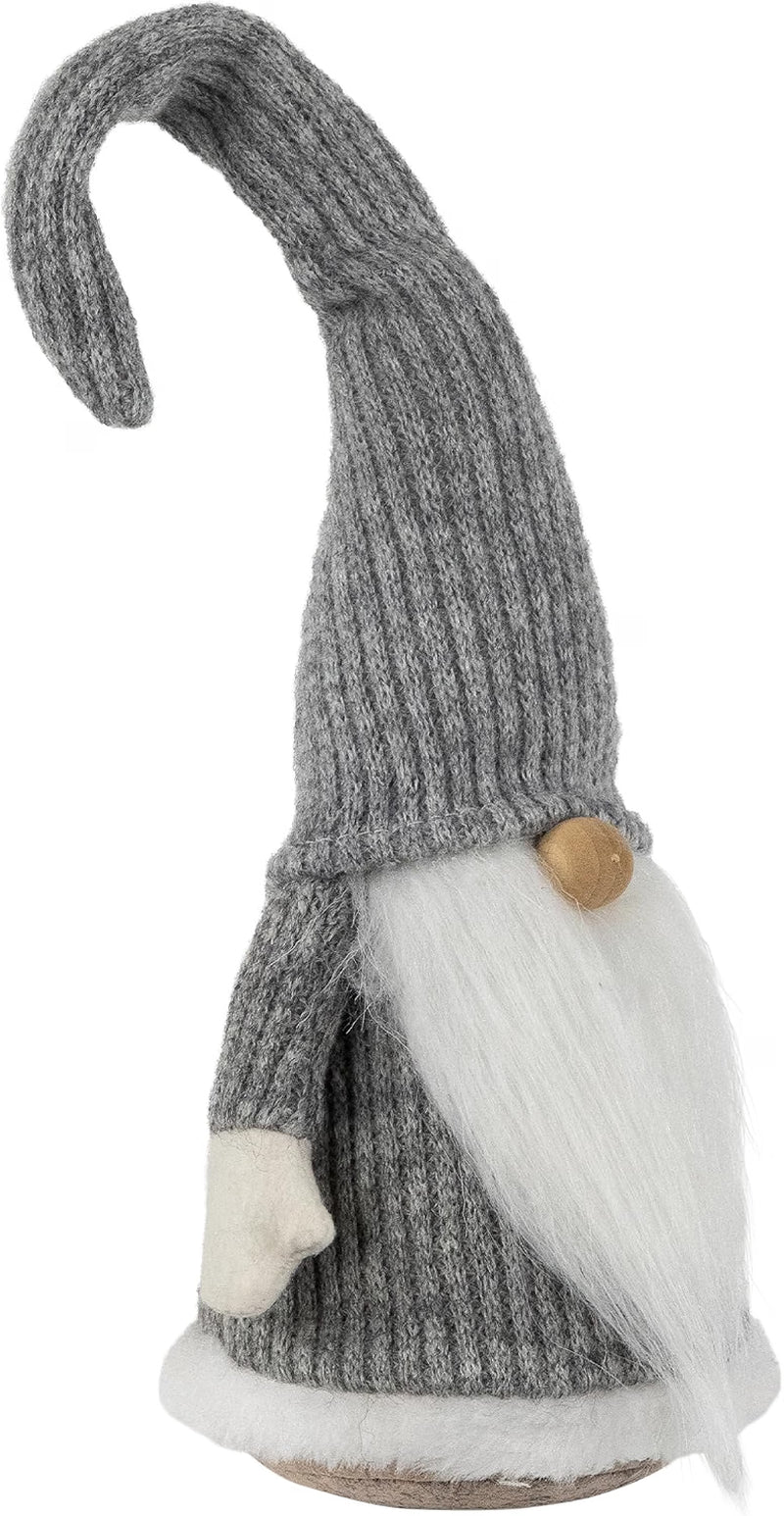 Gray and White Standing Christmas Gnome, 14 Inch Tabletop Decor