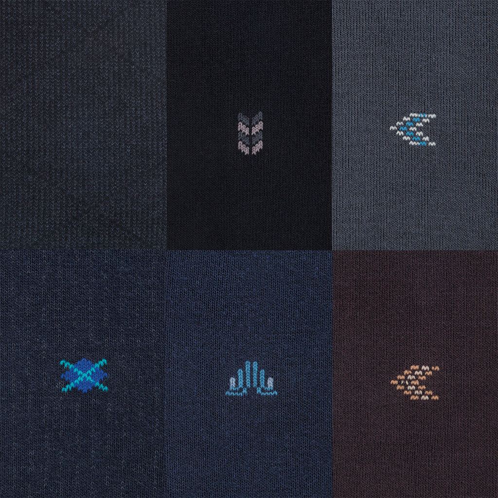Men's bamboo dress socks 6-pack gift box in navy, slate, steel and brown