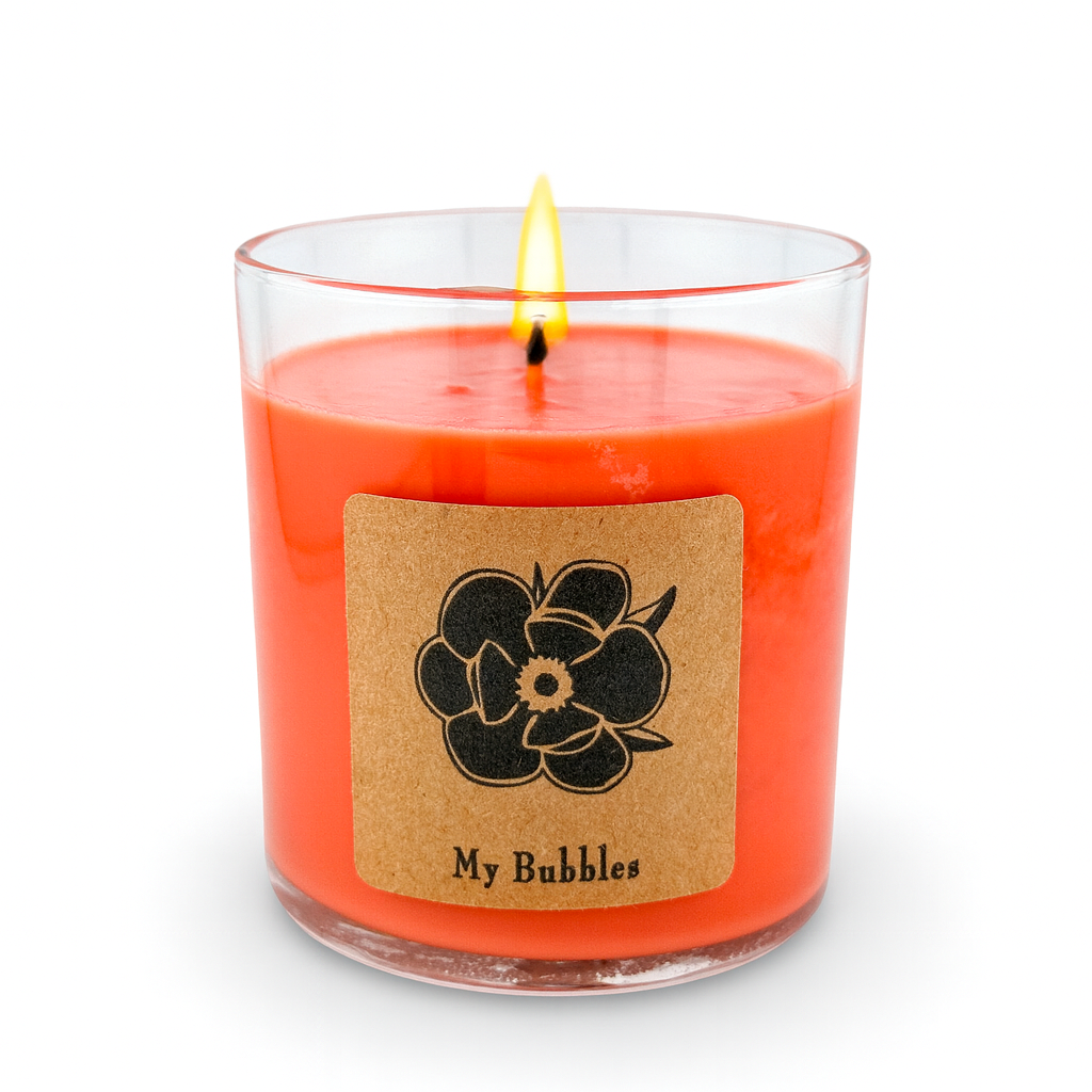 My Bubbles 10 oz soy candle in a glass jar