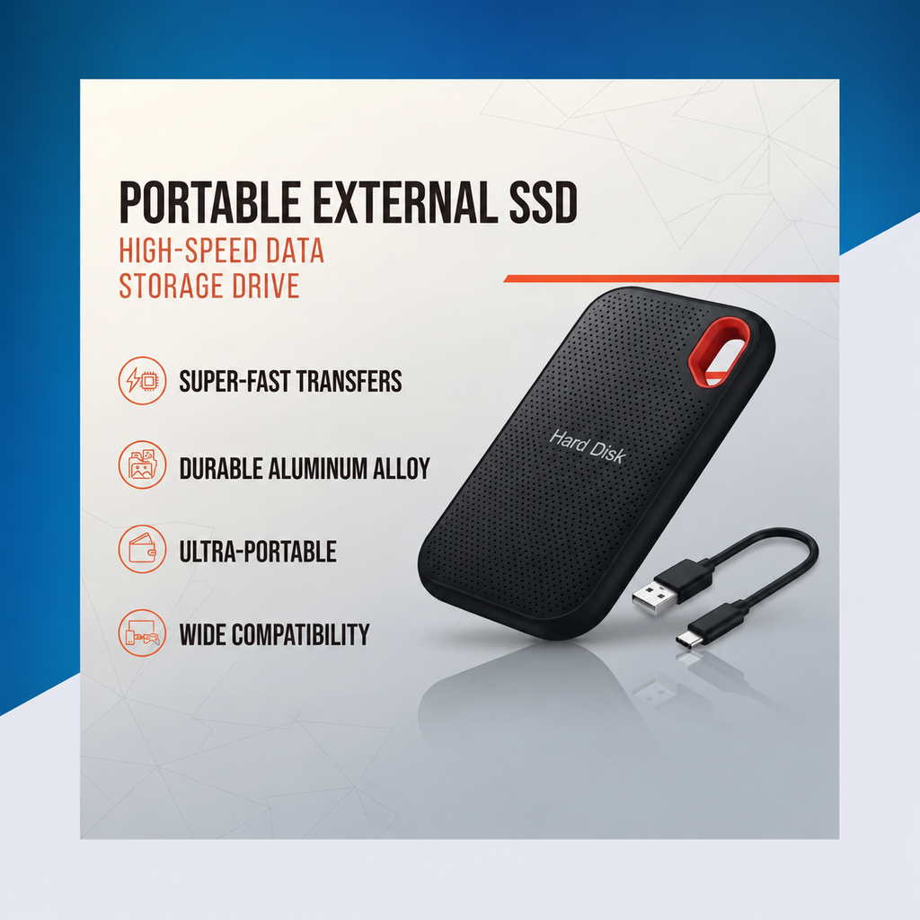 External Hard Drive SSD USB 3.1 & USB-C Portable Solid State Drive