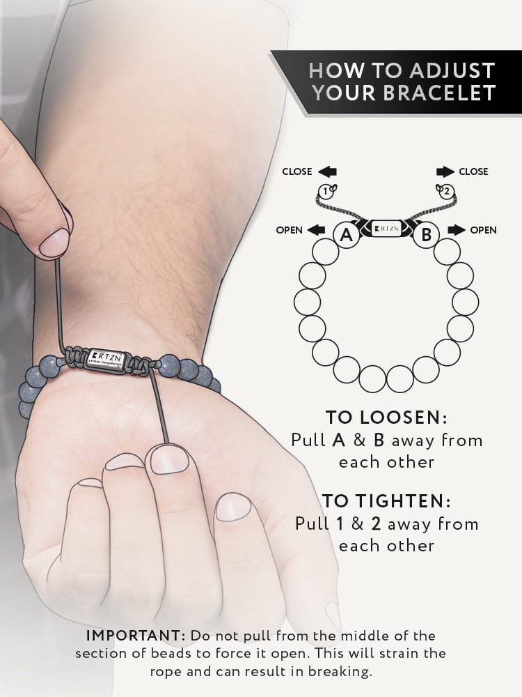 Men's blue lapis lazuli beaded bracelet, Bali style