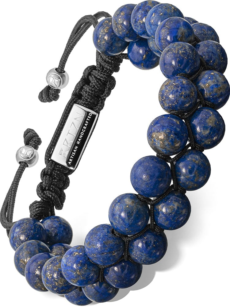 Men's blue lapis lazuli beaded bracelet, Morocco style