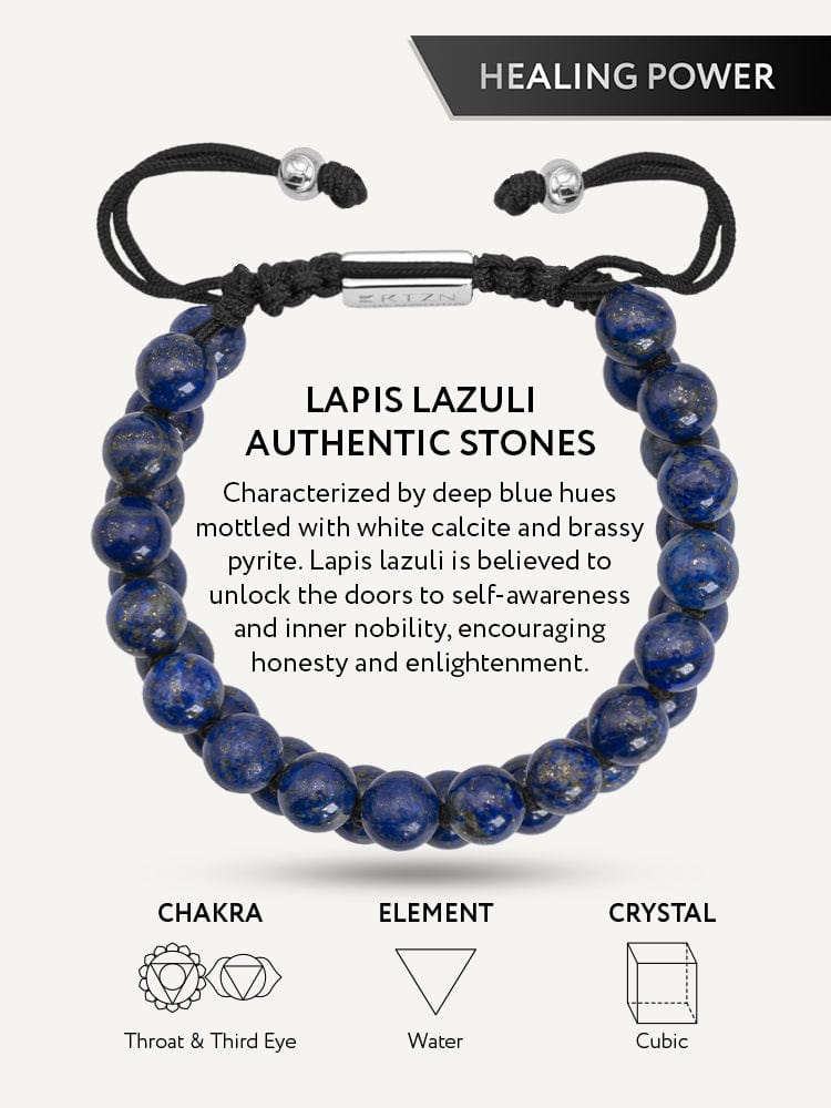 Men's blue lapis lazuli beaded bracelet, Morocco style