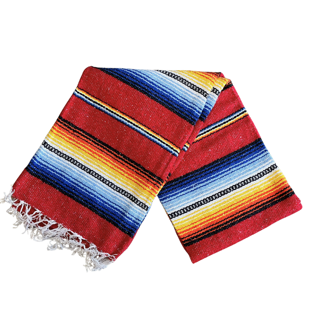 Desert flame Mexican Baja-style woven throw blanket
