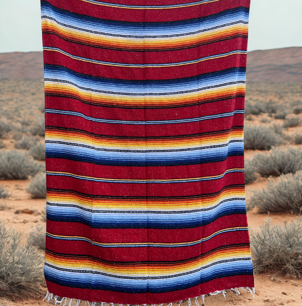 Desert flame Mexican Baja-style woven throw blanket