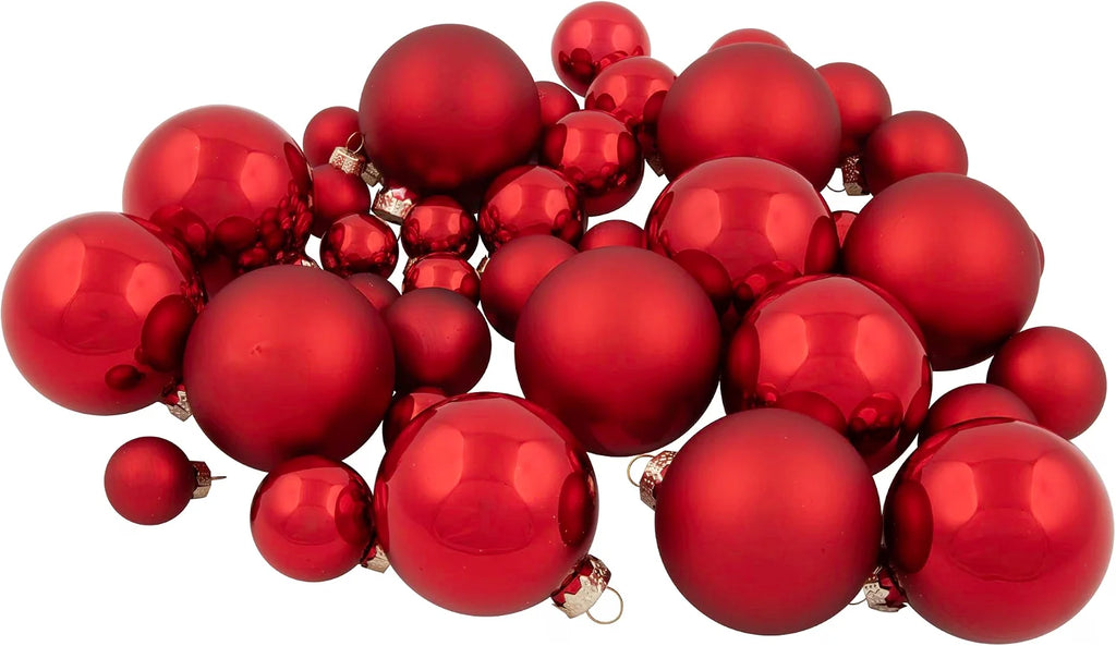 Red Glass Ball Christmas Ornament Set, 40 Pieces, Shiny and Matte