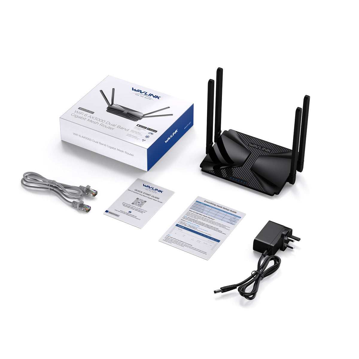 AX3000 Dual-Band Wi-Fi 6 Mesh Router with 4 High-Gain Antennas