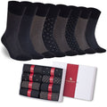 Men's bamboo dress socks 8-pack gift box in black, charcoal and taupe