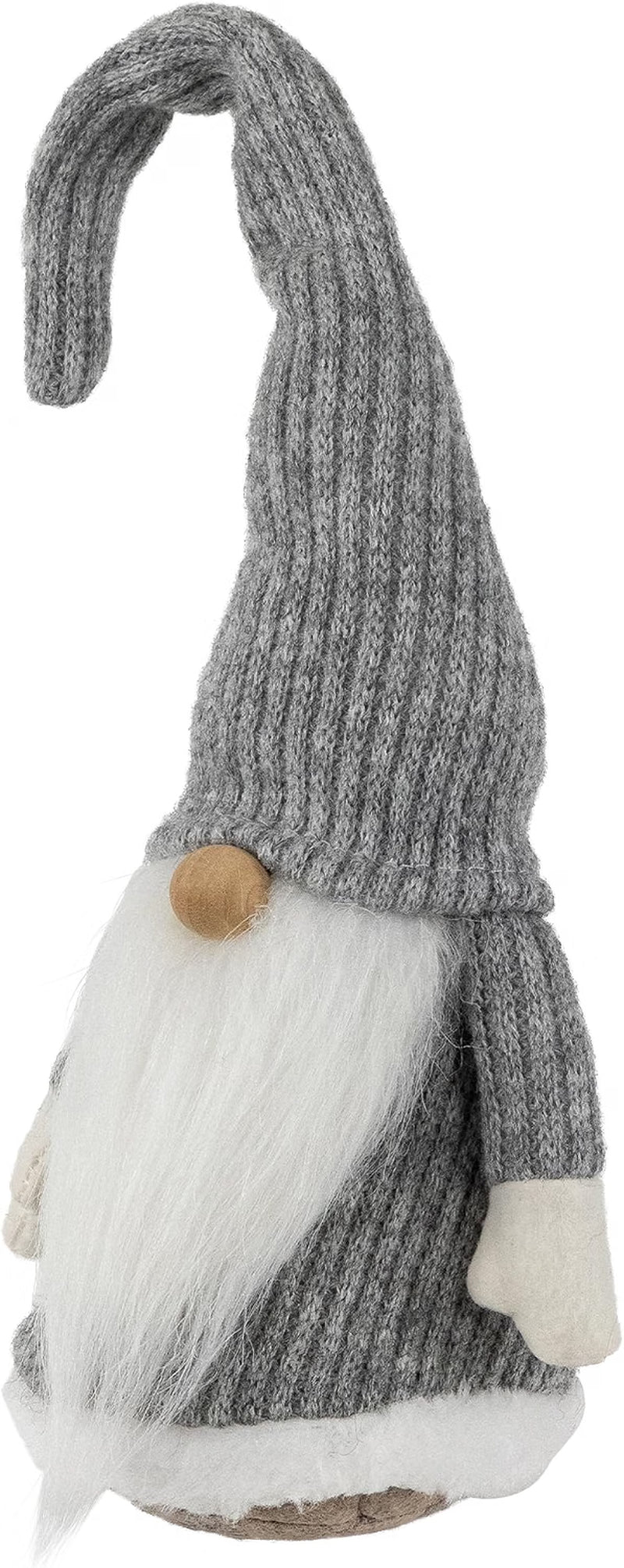 Gray and White Standing Christmas Gnome, 14 Inch Tabletop Decor
