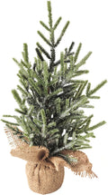 Frosted Mini Pine Tree with Jute Base, 13 Inch Christmas Tabletop Decor