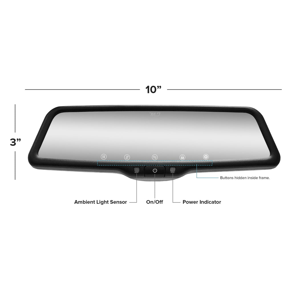 Master Tailgaters 10" Rear View Mirror Dash Cam with Backup Camera, 1080p, WiFi
