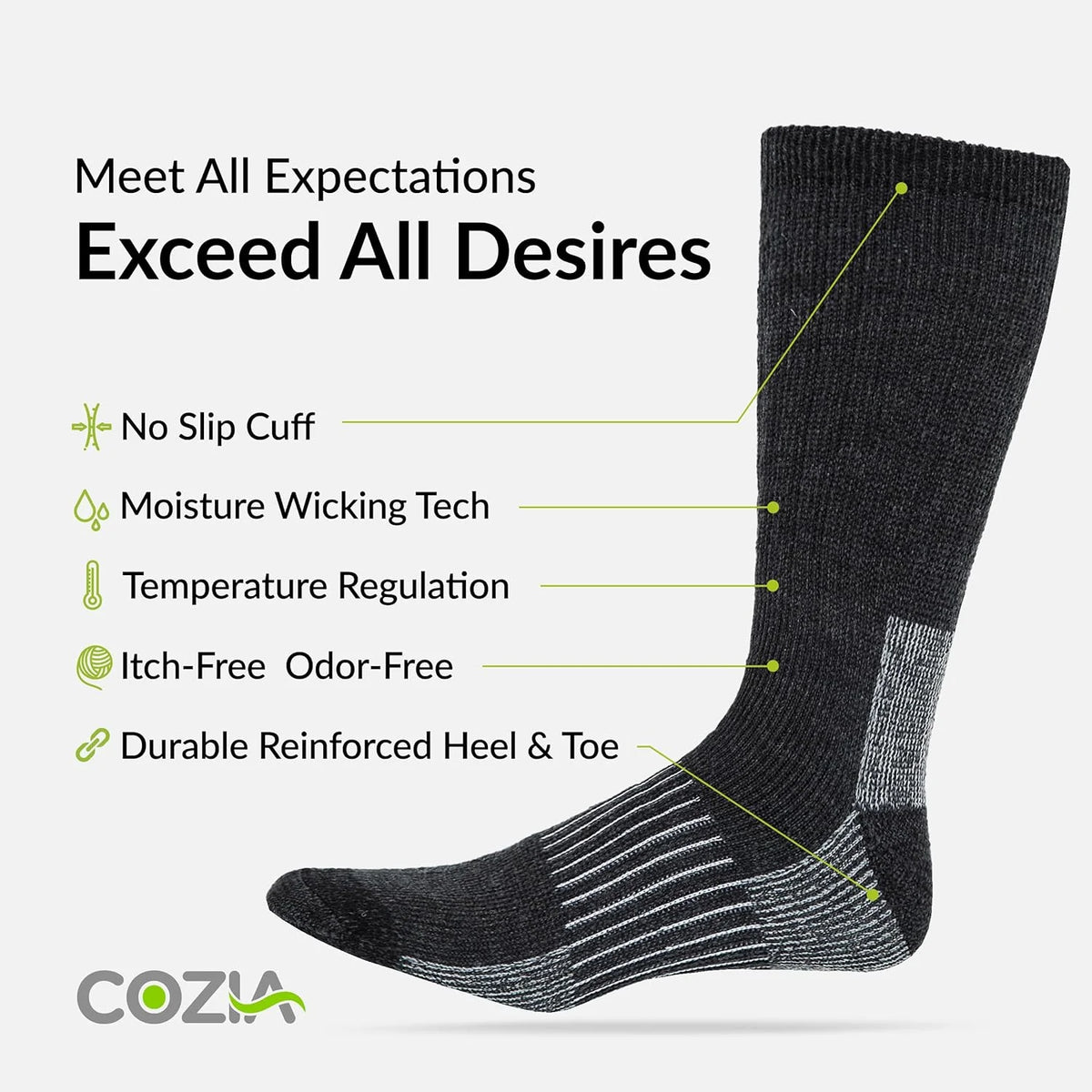 Merino Wool Winter Socks, Warm Cozy Boot Socks for Men and Women
