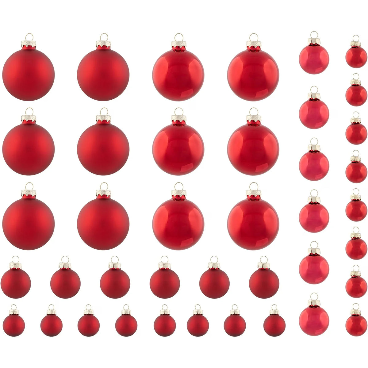 Red Glass Ball Christmas Ornament Set, 40 Pieces, Shiny and Matte