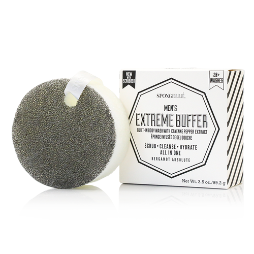 Men's body wash infused buffer with black scrubber side