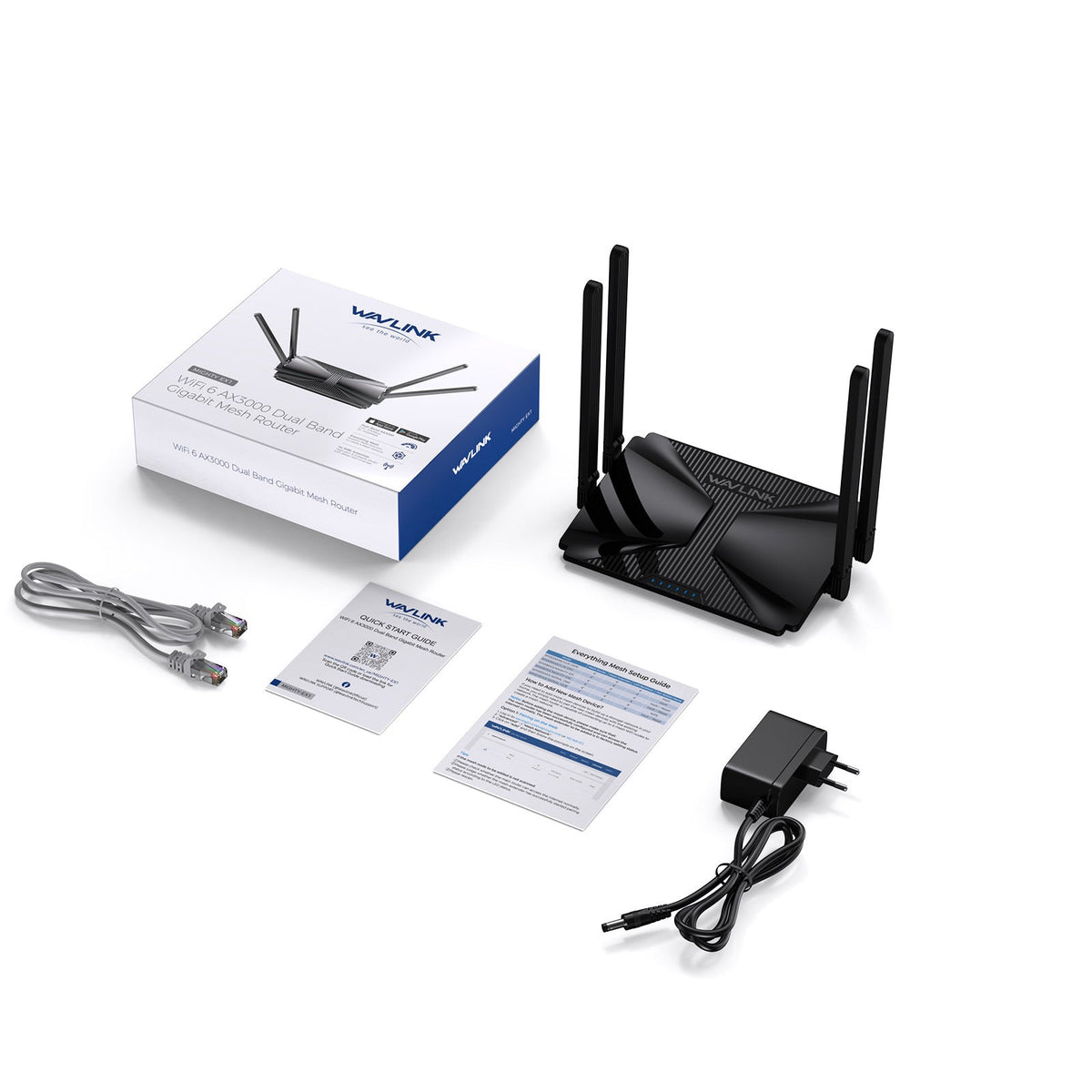 AX3000 Dual-Band Wi-Fi 6 Mesh Router with 4 High-Gain Antennas