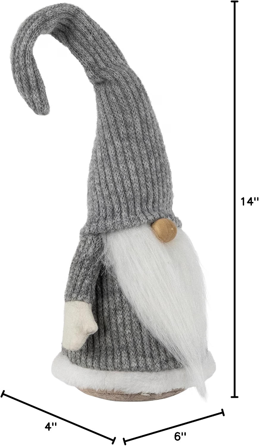 Gray and White Standing Christmas Gnome, 14 Inch Tabletop Decor
