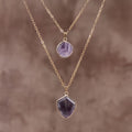 Faux Moonstone Double Chain Pendant Necklace