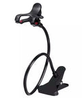 Flexible gooseneck phone holder with spring clamp base
