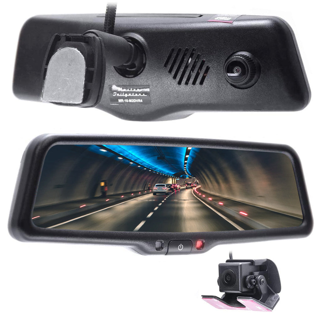 Master Tailgaters 10" Rear View Mirror Dash Cam with Backup Camera, 1080p, WiFi